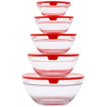 Conjunto Fe 5 Bowls Vidro Yampa Vermelho - Ref. 25622