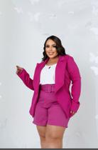 Conjunto feiminino tamanho único blusa short e sobretudo rosa rosa