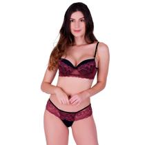 Conjunto Felipa Cor:Renda Vinho/ PretoTamanho:G