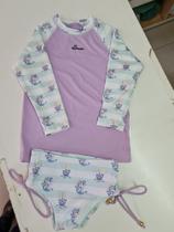 Conjunto fem infantill Rio ondas Lilás ,Tam 1 camisa longa proteção Uv FPU 50+ e calcinha