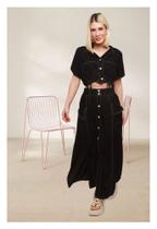 Conjunto femenino marcela saia longa cropped