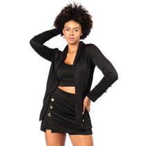 Conjunto Femina de 3 Pçs Blazer Cropped e Short Saia Curta