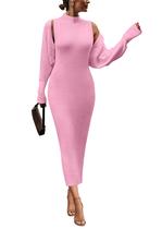 Conjunto Feminino 2 Peças PRETTYGARDEN Cardigan de Tricô Vestido Longo M Rosa Conjunto Feminino 2 Peças PRETTYGARDEN Cardigan de Tricô Vestido Longo M Rosa