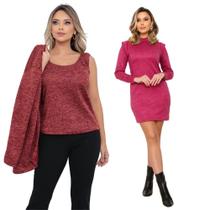 Conjunto Feminino 2 Peças + Vestido De Lanzinha Com Forro
