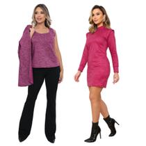 Conjunto Feminino 2 Peças + Vestido De Lanzinha Com Forro