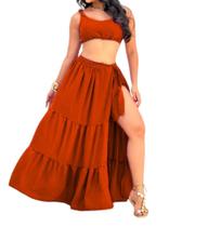 Conjunto feminino 3 peças saia com amarracao Conjunto feminino 3 peças saia com amarracao