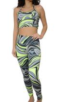 Conjunto feminino academia calça e top cruzado