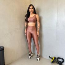 Conjunto Feminino Academia Fitness Cirrê 3D Canelado Top com Bojo + Legging Cós Alto - Bruvilla Moda