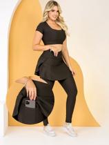 Conjunto feminino academia fitness com bolso saia tapa feminino - tamanho g