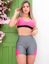 Conjunto Feminino Academia Top com Bojo e Shortinho com Recortes nas Laterais - Fitmoda