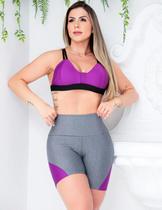 Conjunto Feminino Academia Top com Bojo e Shortinho com Recortes nas Laterais - Fitmoda