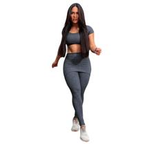 Conjunto Feminino Academia Top e Calça Saia Moda Esportivo Tecido Premium - DL fitness
