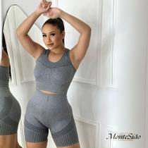 Conjunto Feminino Academia Top E Short Poliamida Premium