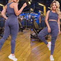 Conjunto Feminino Acinturado Sem Costura Empina Bumbum Para Academia Caminhada Corrida Exercícios Yoga