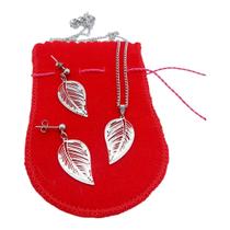 Conjunto Feminino AÇO INOX CHOKER Colar Brinco FOLHA PRATA Conjunto Feminino AÇO INOX CHOKER Colar Brinco FOLHA PRATA