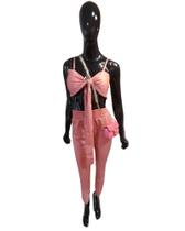 Conjunto Feminino adulto Calça jogger e Croped rosa Conjunto Feminino adulto Calça jogger e Croped rosa