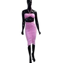 Conjunto Feminino adulto Saia Mid e croped rosa Conjunto Feminino adulto Saia Mid e croped rosa