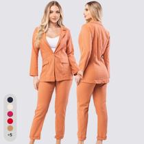 Conjunto Feminino Alfaiataria Blazer e Calça de Linho Elegante Conjunto Feminino Alfaiataria Blazer e Calça de Linho Elegante