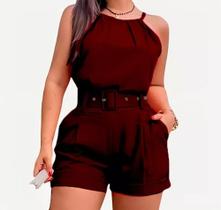 Conjunto Feminino Alfaiataria Blusa Short Cinto Conjunto Feminino Alfaiataria Blusa Short Cinto