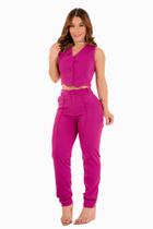 Conjunto Feminino Alfaiataria Calça Cintura Alta Moda Bloguer Luxo Conjunto Feminino Alfaiataria Calça Cintura Alta Moda Bloguer Luxo