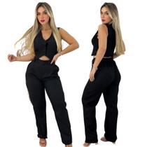 Conjunto Feminino Alfaiataria Colete De Botão E Calça Reta Conjunto Feminino Alfaiataria Colete De Botão E Calça Reta