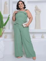 Conjunto Feminino Alfaiataria de Duas Peças estilo Elegante Plus Size composto por Blusa de alcinha Conjunto Feminino Alfaiataria de Duas Peças estilo Elegante Plus Size composto por Blusa de alcinha