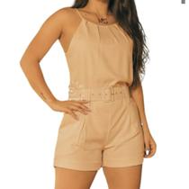 Conjunto Feminino Alfaiataria Short Cinto Regata Blusa