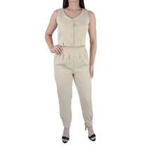 Conjunto Feminino Amora Café Calça e Colete Bege Nude - A122 Conjunto Feminino Amora Café Calça e Colete Bege Nude - A122