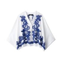 Conjunto Feminino Azul Bordado De 2 Peças: Camisa Solta E Saia De Cintura Alta - Estilo Urbano Conjunto Feminino Azul Bordado De 2 Peças: Camisa Solta E Saia De Cintura Alta - Estilo Urbano