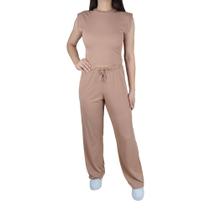 Conjunto Feminino Babicat Regata e Calça Marrom - B2875
