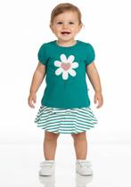Conjunto Feminino Bebê Blusa Flor C/ Short-saia M (3-6 Meses