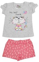 Conjunto feminino bebê gatinho p ao g sempre kids