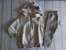 Conjunto Feminino Bebe Jaqueta Moletom Listrado com capuz Bordado e Legg Molecotton Tam. P M G