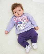 Conjunto Feminino Bebê Moletom Flanelado Estampa Gato P ao G Conjunto Feminino Bebê Moletom Flanelado Estampa Gato P ao G