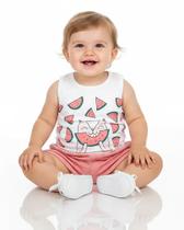 Conjunto Feminino Bebê Regata Gato Melância Com Shorts Moletom M