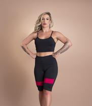 Conjunto Feminino Bermuda Com Detalhe Perna E Top Cropped Alcinha Treino Moda Academia F7 NEW STYLE