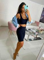 Conjunto Feminino Bermuda short biker ciclista cropped Nadador moda gringa