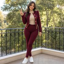 Conjunto Feminino Blazer e Calça com Botões Dourados Karine