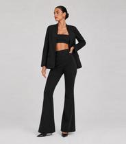 Conjunto Feminino Blazer E Calça Flare Atendencia Preto Conjunto Feminino Blazer E Calça Flare Atendencia Preto