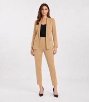 Conjunto Feminino Blazer E Calça Reta Atendencia Bege Conjunto Feminino Blazer E Calça Reta Atendencia Bege