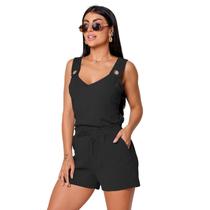 Conjunto Feminino Blusa Alça Grossa Regata e Short Social Duna