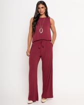 Conjunto Feminino Blusa + Calça Em Malha