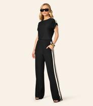 Conjunto Feminino Blusa Com Calça Em Visco Endless Preto Conjunto Feminino Blusa Com Calça Em Visco Endless Preto