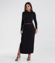 Conjunto Feminino Blusa com Saia Midi Endless Preto