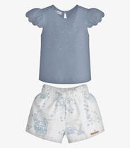 Conjunto Feminino Blusa Com Shorts Trick Nick Azul