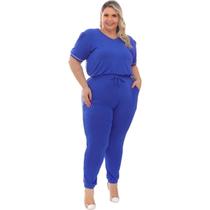 Conjunto Feminino Blusa e Calça Plus Size Malha Moda Curvy