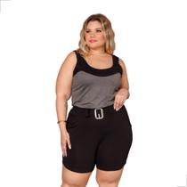 Conjunto Feminino Blusa E Shorts Estampado Plus Size