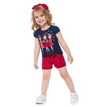 Conjunto feminino Blusa em Meia Malha e Short em Moletom 110234