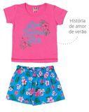 Conjunto feminino Blusa em meia malha e Short Ribana sublimado 11622