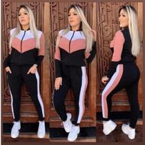 Conjunto Feminino Blusa Manga Longa/calça Inverno Frio Com Ziper